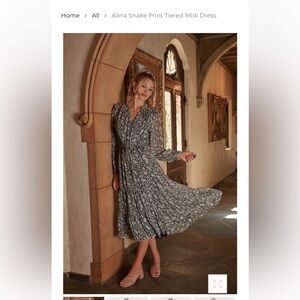 Sugarlips Snake Print Tiered Midi Dress - Gray